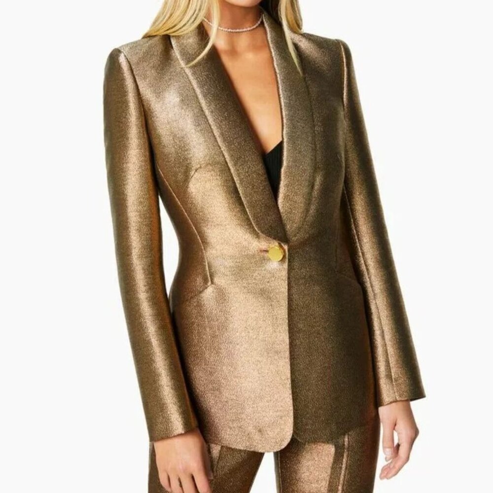 RAMY BROOK NWT METALLIC SHAWL COLLAR BLAZER/ JACKET 2